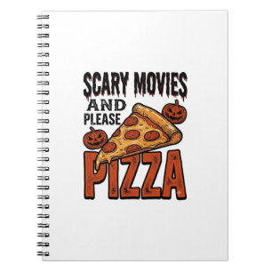 Caderno Espiral Camisa de Pizza de Terror para Fãs de Noite de Fil