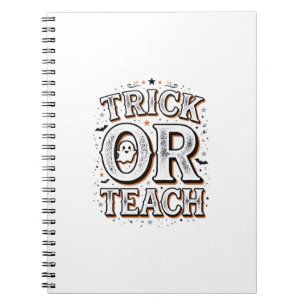 Caderno Espiral Camisa de professor de Halloween Vintage Trick Or
