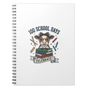 Caderno Espiral Camisa de professora com gravura vintage de vaca d