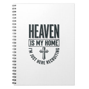 Caderno Espiral Camisa de Recrutamento Cristão Céu É Minha Casa De