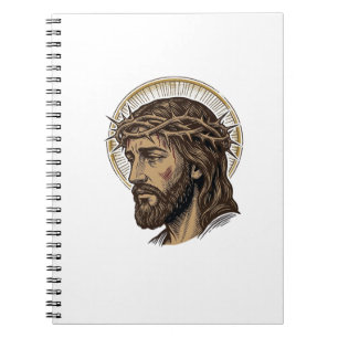 Caderno Espiral Camisa de retrato vintage gravada coroa de espinho