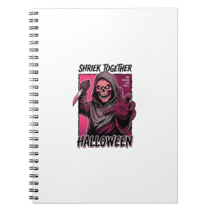 Caderno Espiral Camisa de Terror Vintage com Slasher Gravado Hallo
