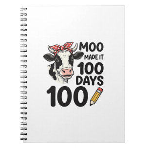 Caderno Espiral Camisa de Vaca de 100 Dias Desenho de Escola de Gr