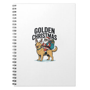 Caderno Espiral Camisa Desi do Papai Noel de Natal Dourado Cavalga