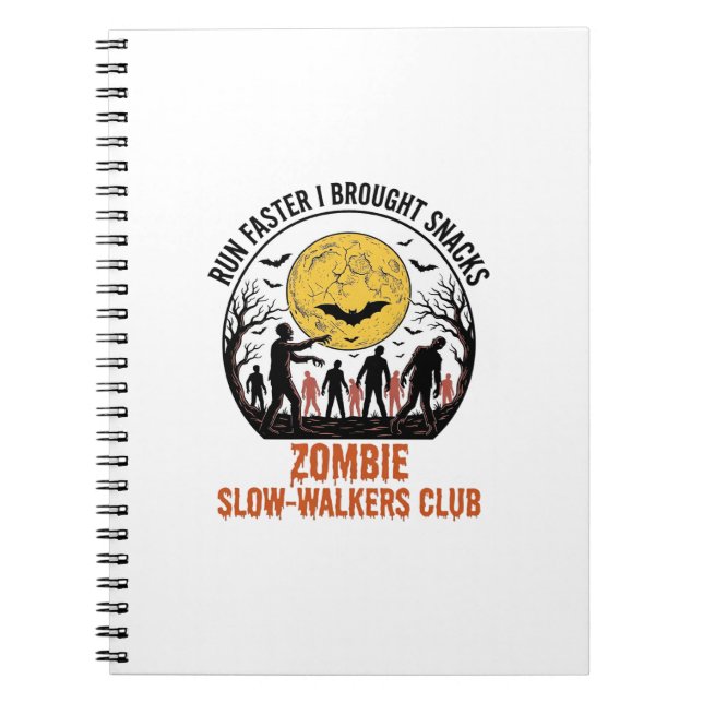 Caderno Espiral Camisa Divertida de Zumbi com Lua Gravada e Humor  (Frente)