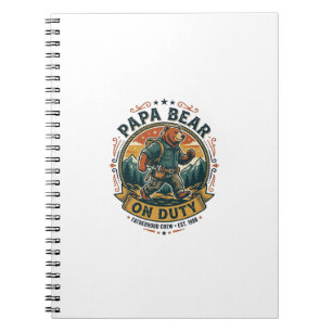 Caderno Espiral Camisa do Dia do Pai Urso Papa de Serviço Animal E