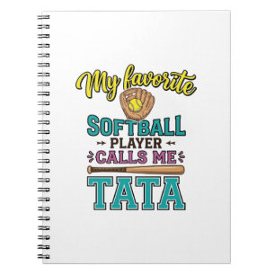 Caderno Espiral Camisa do Jogador de Softbol Favorito Me Chama TAT