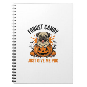 Caderno Espiral Camisa engraçada de Pug de Halloween Esqueça o Des