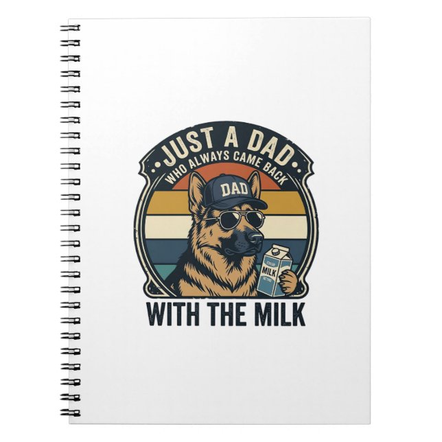 Caderno Espiral Camisa engraçada do pai com design retrô de leite  (Frente)