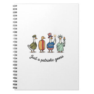 Caderno Espiral Camisa engraçada dos EUA com ganso patriótico vint