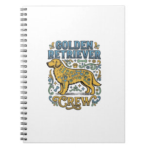 Caderno Espiral Camisa Golden Retriever Com Arte Vintage de Amante