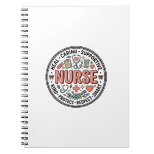 Caderno Espiral Camisa Médica Floral de Apreciação de Enfermeira V