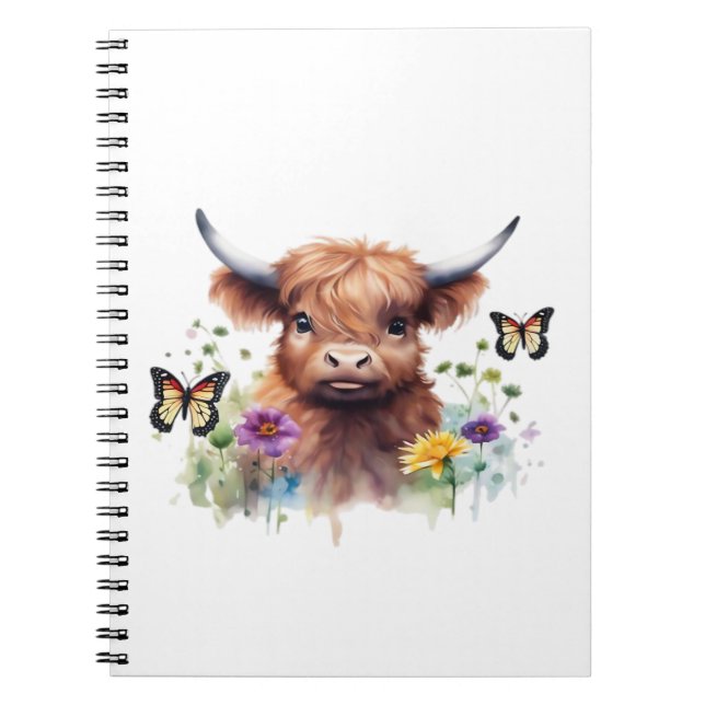 Caderno Espiral Camisa-T Clássica Vaca-Bebê de Longa Altura (Frente)