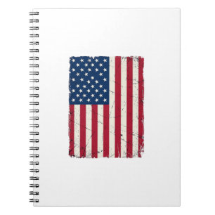 Caderno Espiral Camisa Vetorial da Bandeira Americana Distorcida V