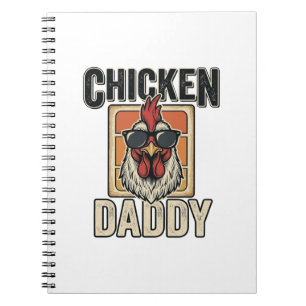 Caderno Espiral Camisa Vetorial Vintage de Galo Engraçado Chicken 