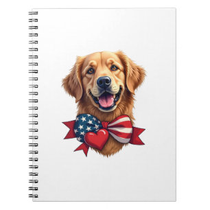 Caderno Espiral Camisa Vintage Amante do Golden Retriever Patriota