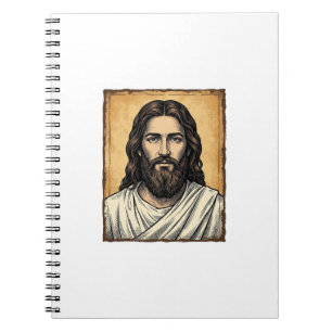 Caderno Espiral Camisa Vintage com Desenho de Retrato Religioso Gr