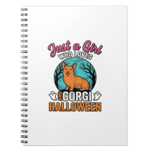 Caderno Espiral Camisa Vintage Corgi Halloween Girl Amante de Cach