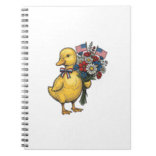 Caderno Espiral Camisa Vintage de Buquê de Flores de Patinho Patri