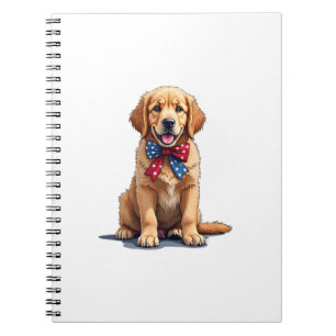 Caderno Espiral Camisa Vintage de Cachorrinho Golden Retriever Pat