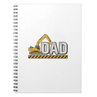 Caderno Espiral Camisa Vintage de Construção Pai Escavadeira Desig