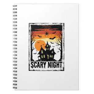 Caderno Espiral Camisa Vintage de Halloween Casa Assombrada Noite