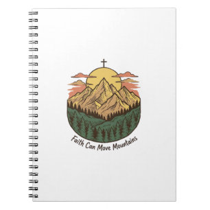 Caderno Espiral Camisa Vintage de Montanha Fé Pode Mover Montanhas