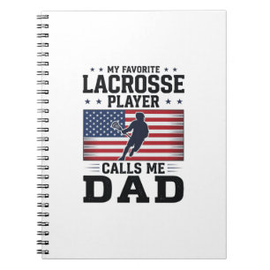 Caderno Espiral Camisa Vintage de Pai de Lacrosse Engraçado Bandei