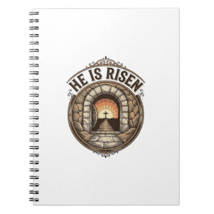Caderno Espiral Camisa Vintage de Páscoa Cruz Ele Ressuscitou
