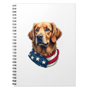 Caderno Espiral Camisa Vintage de Rosto de Golden Retriever Patrio