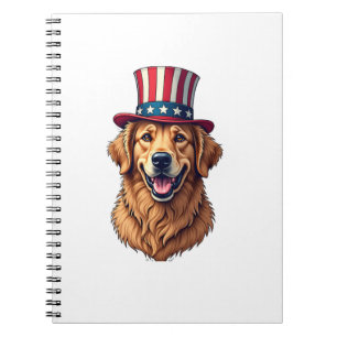 Caderno Espiral Camisa Vintage do Dia 4 de Julho do Golden Retriev