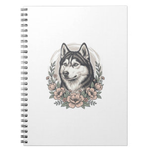 Caderno Espiral Camisa Vintage Husky Floral Portrait Design_1