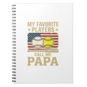 Caderno Espiral Camisa Vintage Papa Baseball Softbol Jogadores Des