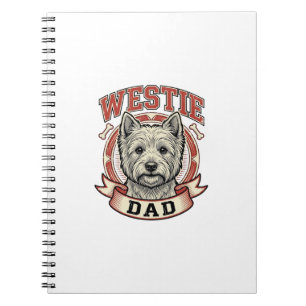 Caderno Espiral Camisa Vintage para Pai de Westie Amante de Cães D