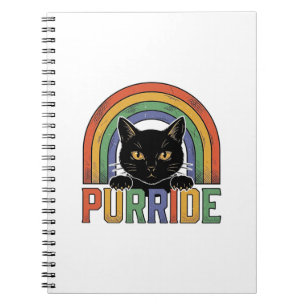 Caderno Espiral Camisa Vintage Purride Gato Preto Arco-íris Design