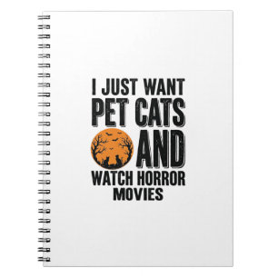 Caderno Espiral Camisas de Halloween Vintage de Terror de Gatos de