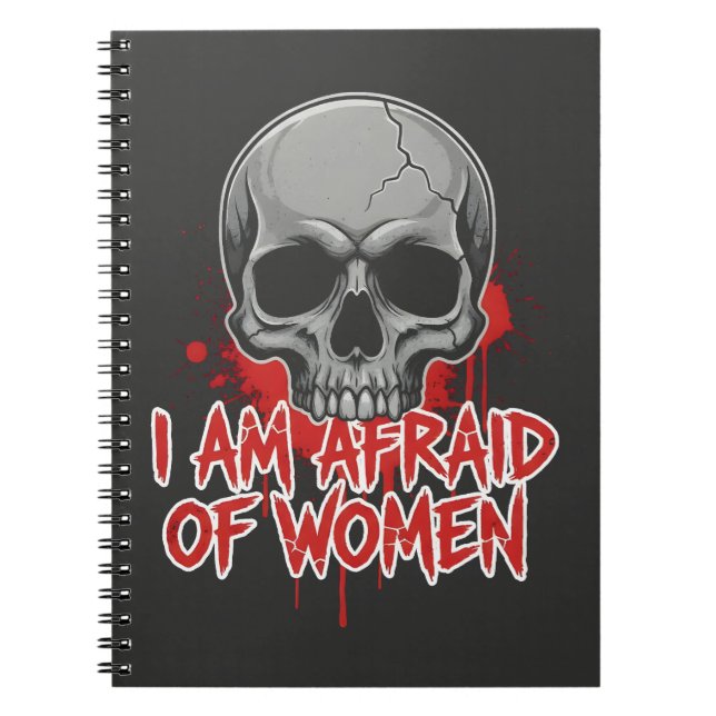 Caderno Espiral Camiseta com Design de Medo de Mulheres (Frente)