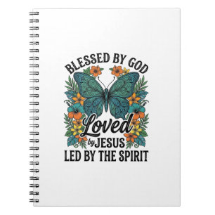 Caderno Espiral Camiseta Cristã Borboleta Abençoada Design (2)