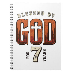 Caderno Espiral Camiseta Cristã Vintage 7 Anos Abençoado Por Deus