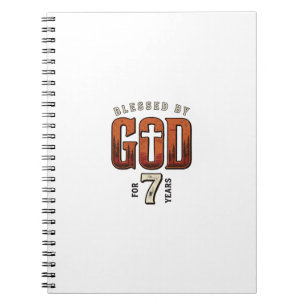 Caderno Espiral Camiseta Cristã Vintage 7 Anos Abençoado Por Deus