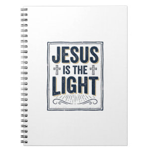 Caderno Espiral Camiseta Cristã Vintage Jesus É A Luz