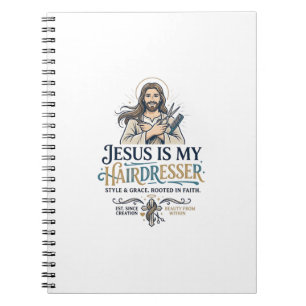 Caderno Espiral Camiseta de Cabeleireiro Salão de Beleza Jesus Ins