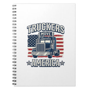 Caderno Espiral Camiseta de caminhoneiros vintage Truckers Move Am