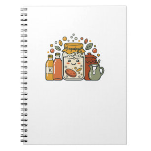 Caderno Espiral Camiseta de comida Cute Cartoon Cookie Jar & Hot S