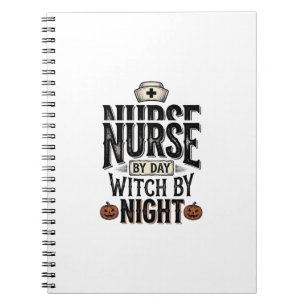 Caderno Espiral Camiseta De Enfermeira De Dia Bruxa De Noite De Ha
