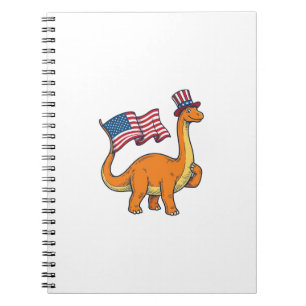 Caderno Espiral Camiseta de Gravura Vintage Bandeira de Dinossauro