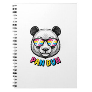 Caderno Espiral Camiseta de Óculos de Sol Panda Engravada Vintage