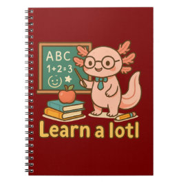 Caderno Espiral Camiseta de Professor Axolote Fofo | Aprenda um Lo