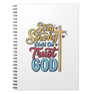 Caderno Espiral Camiseta Desenho Cruz Cristã Fique Forte Confie em