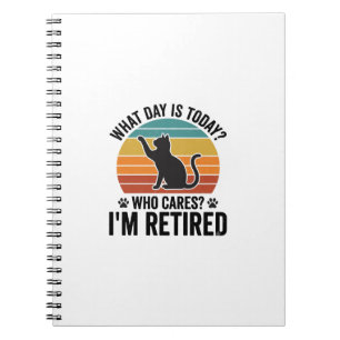Caderno Espiral Camiseta Desenho de Gato Aposentado Vintage Pôr do
